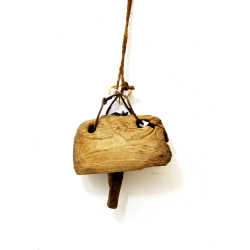 Dzwonek pasterski drewniany Vintage na sznurze 10x17cm